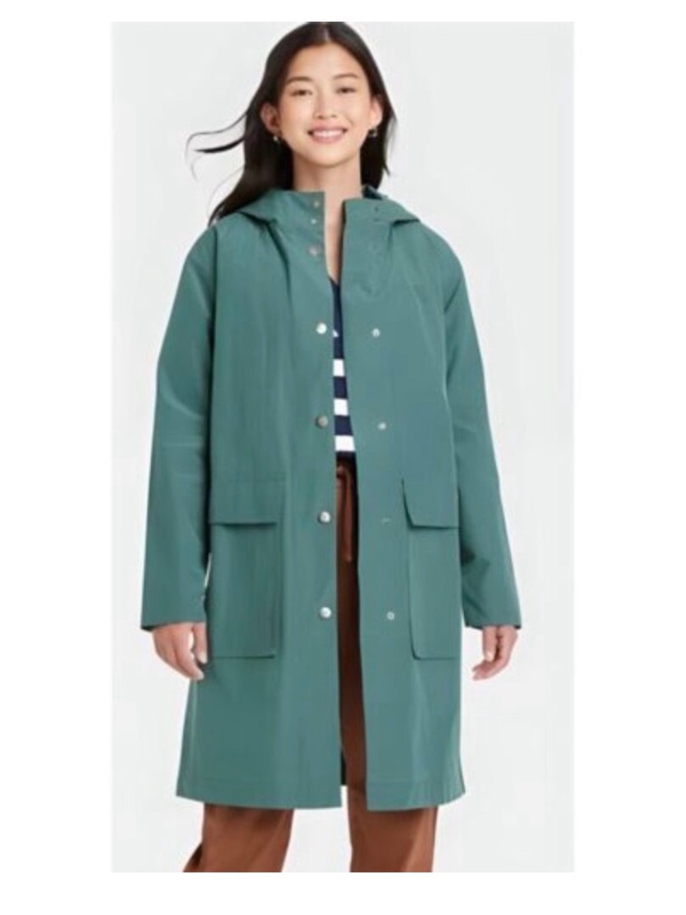 Target A New Day Green Women's Sz Medium Hooded Raincoat
